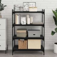 Етажерка Борд 4 pcs Черно 80 x 40 x 1,5 cm Инженерно дърво