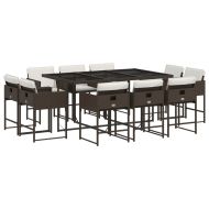 Градински комплект с възглавници 11 части кафяв полиратан