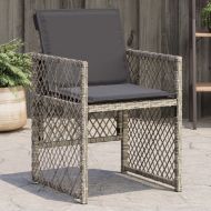 Градински столове с възглавници, 4 бр, сиви, полиратан