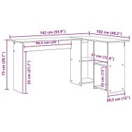 Бюро с рафт Димян дъб 142 x 102 x 73 см Инженерно дърво