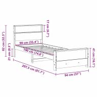 Рамка за легло с таблото Бяло 90 x 190 cm Инженерно дърво