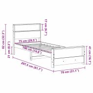 Рамка за легло с таблото Бяло 75 x 190 cm Инженерно дърво