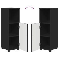 Шкаф за баня Черно 30 x 35 x 95 см Инженерно дърво & Метал