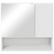 Шкаф с огледало с врата Бяло 59 x 17 x 55 см Инженерно дърво