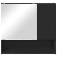 Шкаф с огледало с врата Черно 59 x 17 x 55 см Инженерно дърво