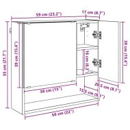 Шкаф с огледало с врата Черно 59 x 17 x 55 см Инженерно дърво