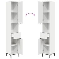 Шкаф за баня с чекмедже с врата Лъскаво бяло 31,5 x 33 x 190 см