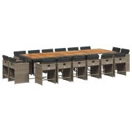 Градински комплект с възглавници 17 части полиратан сив