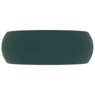 Луксозна кръгла мивка, матово тъмнозелена, 40x15 см, керамика