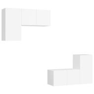Комплект ТВ шкафове от 4 части, бял, инженерно дърво