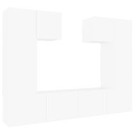 Комплект ТВ шкафове от 6 части, бял, инженерно дърво