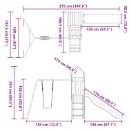 Комбинирано детско съоръжение, масивна дугласка дървесина