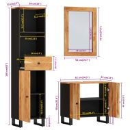 Комплект мебели за баня, 3 части, масивна акациева дървесина