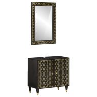 Комплект мебели за баня, 2 части, масивна мангова дървесина