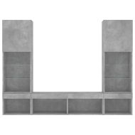 ТВ стенни модули с LED, 5 части, бетонно сиви, инженерно дърво