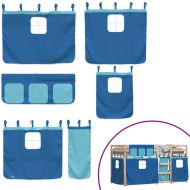 Двуетажно легло със завеси синьо 90x190 см масивно борово дърво