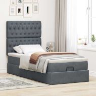 Османска легло с матраци и LED, тъмносиво, 90x200 см, кадифе