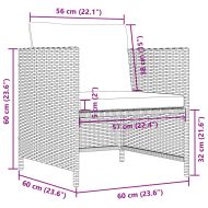 Градински диван с възглавници, черен полиратан