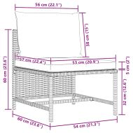 Градински комплект с възглавници, 4 части, черен полиратан