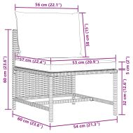 Градински комплект с възглавници, 4 части, черен полиратан