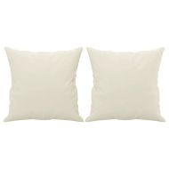 2-местен диван с декоративни възглавници кремав 140 см кадифе