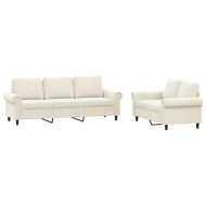 Комплект дивани от 2 части с възглавници, кремав, кадифе