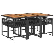 Градински трапезен комплект 7 части възглавници черен полиратан