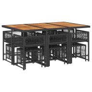 Градински комплект с възглавници 11 части полиратан черен