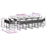 Външен трапезен комплект 13 части с възглавници черен полиратан