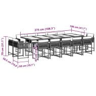 Градински комплект с възглавници 15 части полиратан черен