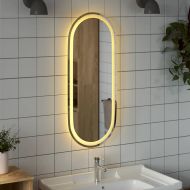LED огледало за баня, 90x40 см, овално