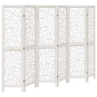 Разделител за стая, 6 панела, бял, дърво пауловния масив