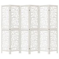 Разделител за стая, 6 панела, бял, дърво пауловния масив