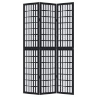 Разделител за стая, 3 панела, черен, дърво пауловния масив