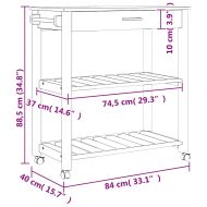 Кухненска количка "MONZA" 84x40x88,5 см борово дърво масив