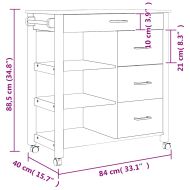 Кухненска количка "MONZA" 84x40x88,5 см борово дърво масив