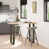 Крака за бар маса, U-образни, 2 бр., естествена стомана, 60 x (100-101) см, стомана