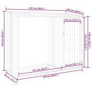 Градинска барака за дърва сива 245x98x159см поцинкована стомана