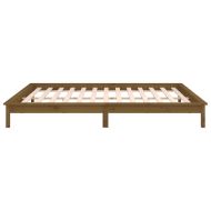 LED рамка за легло меденокафява 140x190 см масивно дърво