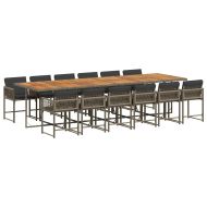 Градински комплект от 13 части с възглавници сив полиратан