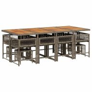 Градински комплект от 13 части с възглавници сив полиратан