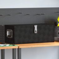 Кутия за съхранение, черна, 70x31x27 см, алуминий