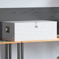 Кутия за съхранение, сребриста, 100x55x37 см, алуминий