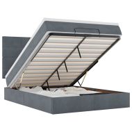 Османска легло с матраци и LED, тъмносиво, 140x190 см, кадифе