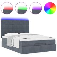 Османска легло с матраци и LED, тъмносиво, 140x190 см, кадифе