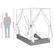 Двойно шезлонг С завеси Топло бяло 205 x 129 x 200 см полиратан