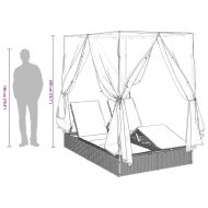 Двойно шезлонг С завеси Червено 205 x 129 x 200 см полиратан