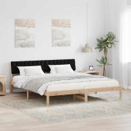 Рамка на леглото Кафяв и черен 180 x 200 cm Борово дърво масив