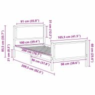 Рамка за легло с таблото Светлосиво 100 x 200 cm текстил