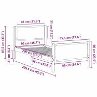 Рамка за легло с таблото Светлосиво 90 x 200 cm текстил